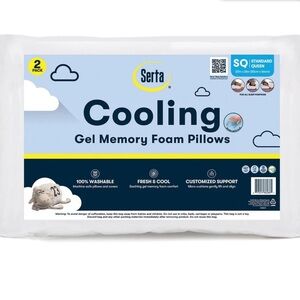 🆕 Serta Cooling Gel Memory Foam Pillows - White 2 pack